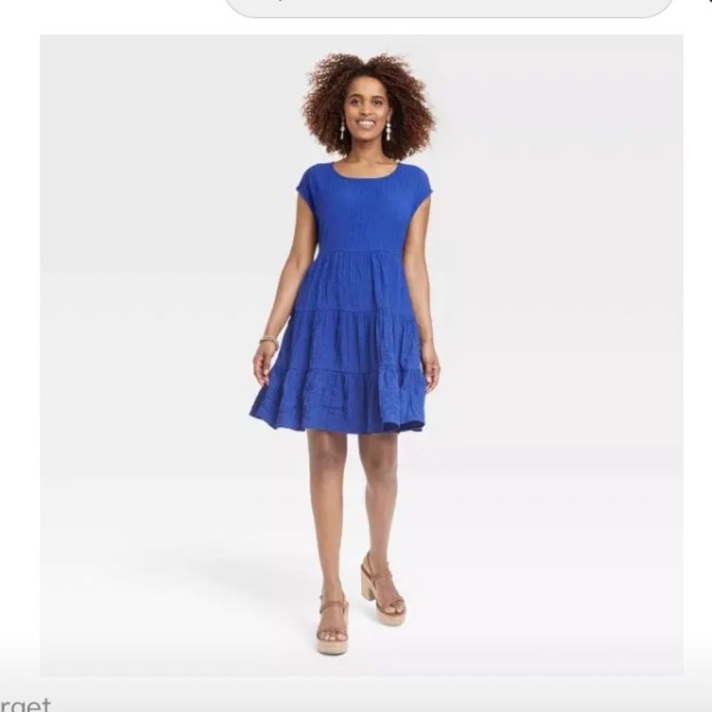 NWT Women's Knox Rose Blue Tiered Dress w/ Cap Sleeve, Size XXL, Target